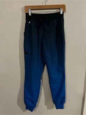 Womens Size XS Figs Blue Ombre Jogger Scrubs EUC PO 4804 Technical Collection